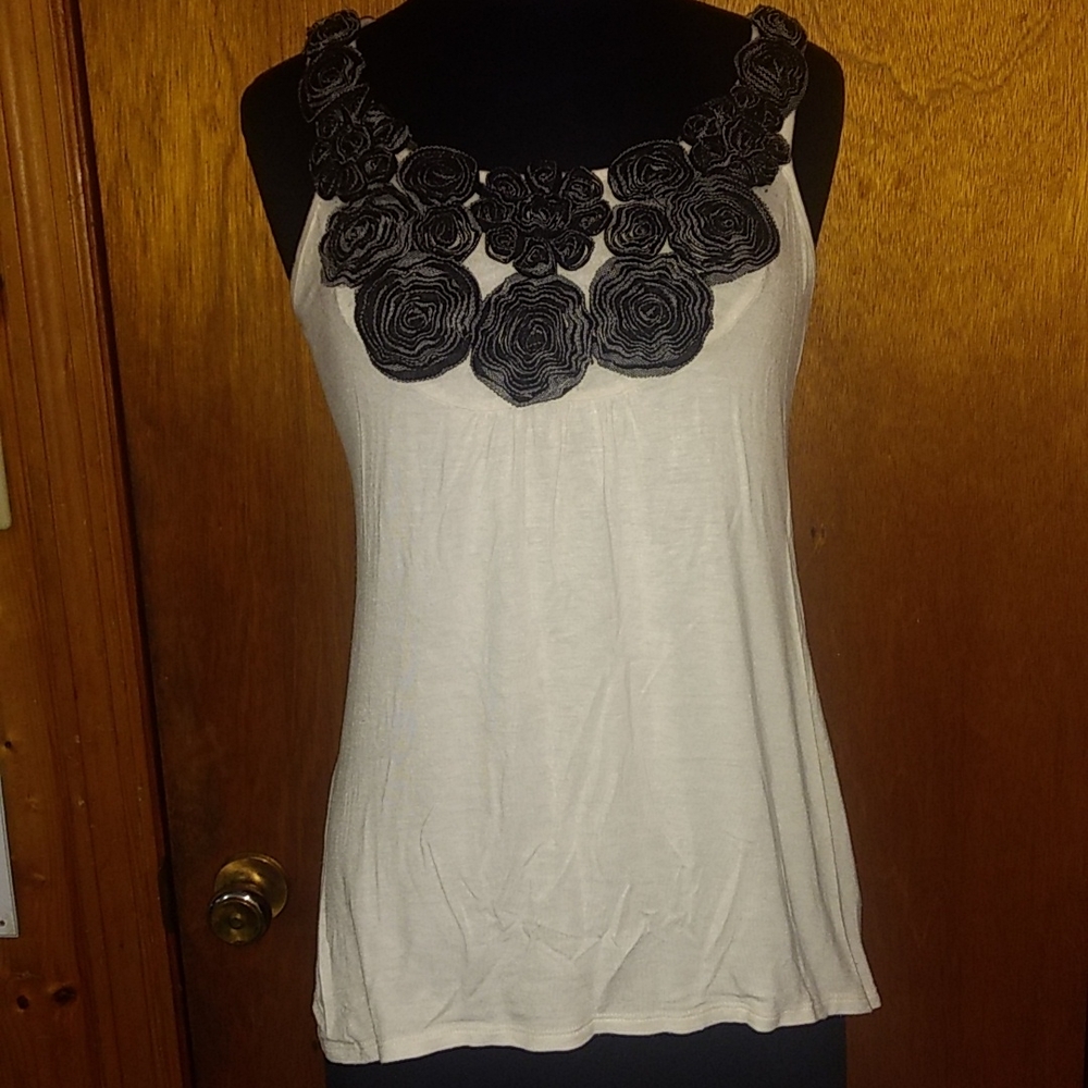 White Tank Top With Black Roses by Bluheaven